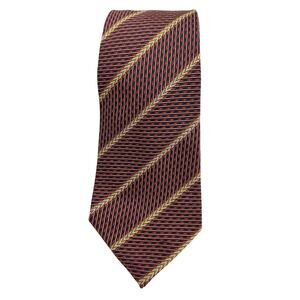 Metropolitan Museum of Art red navy gold striped Tie 100% silk made in Italy